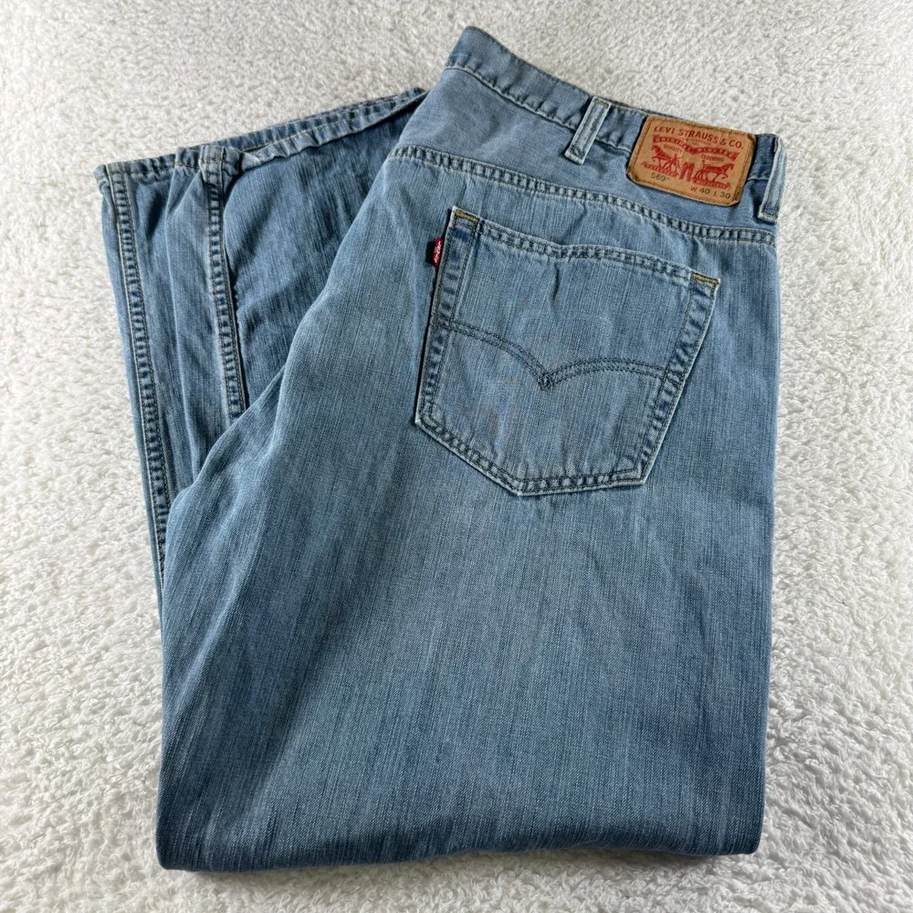 Y2K Levi's 569 Jeans Men's 40x30 Light Blue Denim Pants‎ Loose Straight